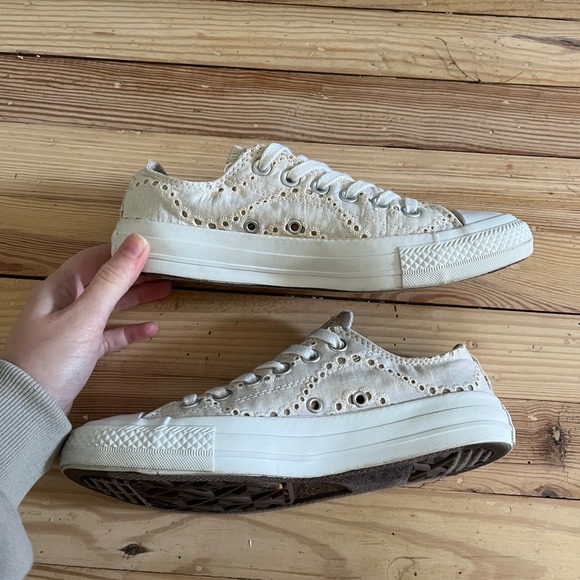 Converse All Star Beige Lace Paisley Low Top Platform‎ Sneakers Women's Size 7 - Picture 8 of 11